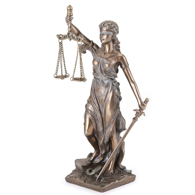 UNICORN STUDIO 8 1/8 Inch Lady Justice Holding Scale and Sword Cold Cast Resin Bronze Finish Statue Home Decor Gift - Image 4